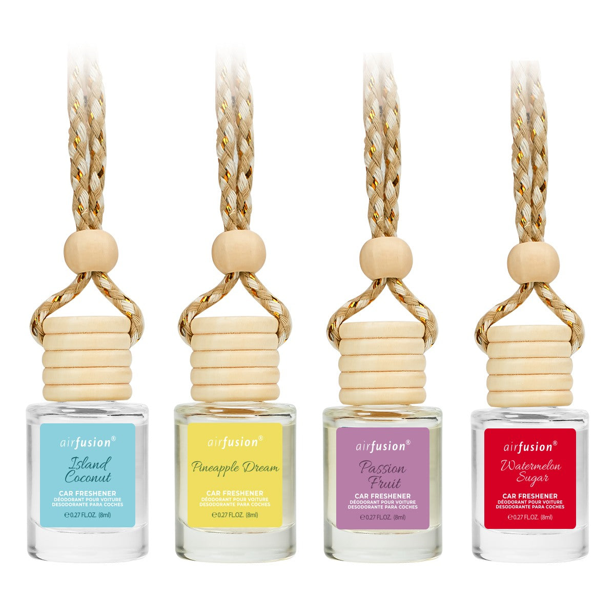 Island Coconut+Pineapple Dream+Passion Fruit+Watermelon Sugar, Car Freshener Bundle 4x 0.27 oz