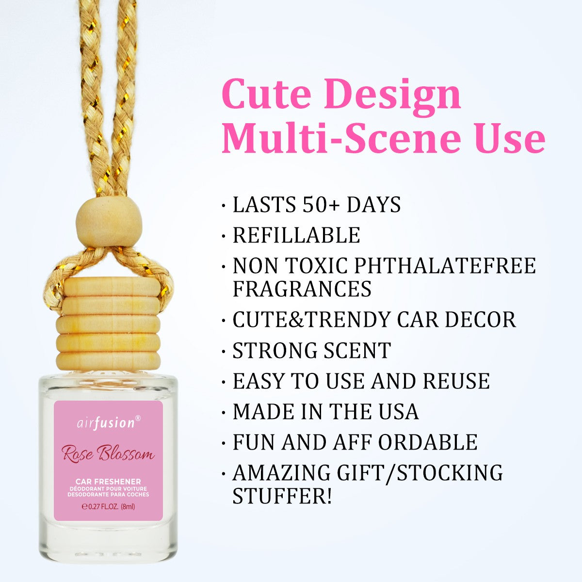 Lavender+White Jasmine+Rose Blossom+Macadamia Vanilla, Car Freshener Bundle 4x 0.27 oz