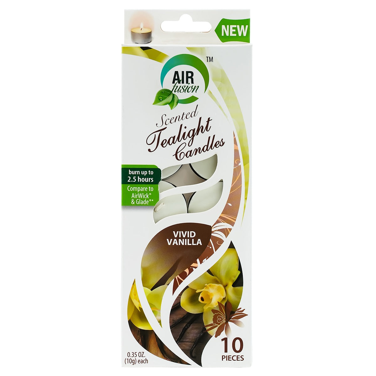 Tea Lights Candles Vivid Vanilla 0.35 oz 10 Pcs