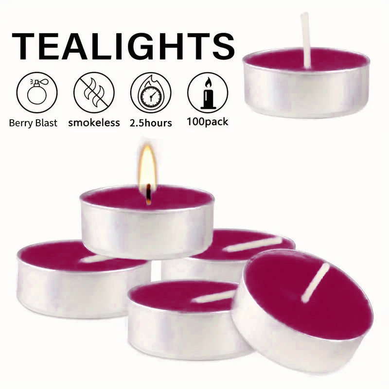 Tea Lights Candles Burgundy Berry Blast 0.35 oz 10 Pcs